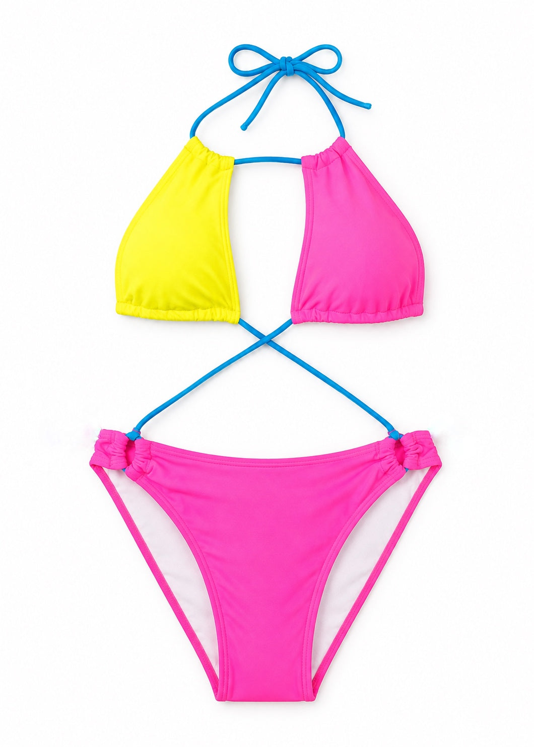 Shein Colorblock Halter Cross-Strap Monokini