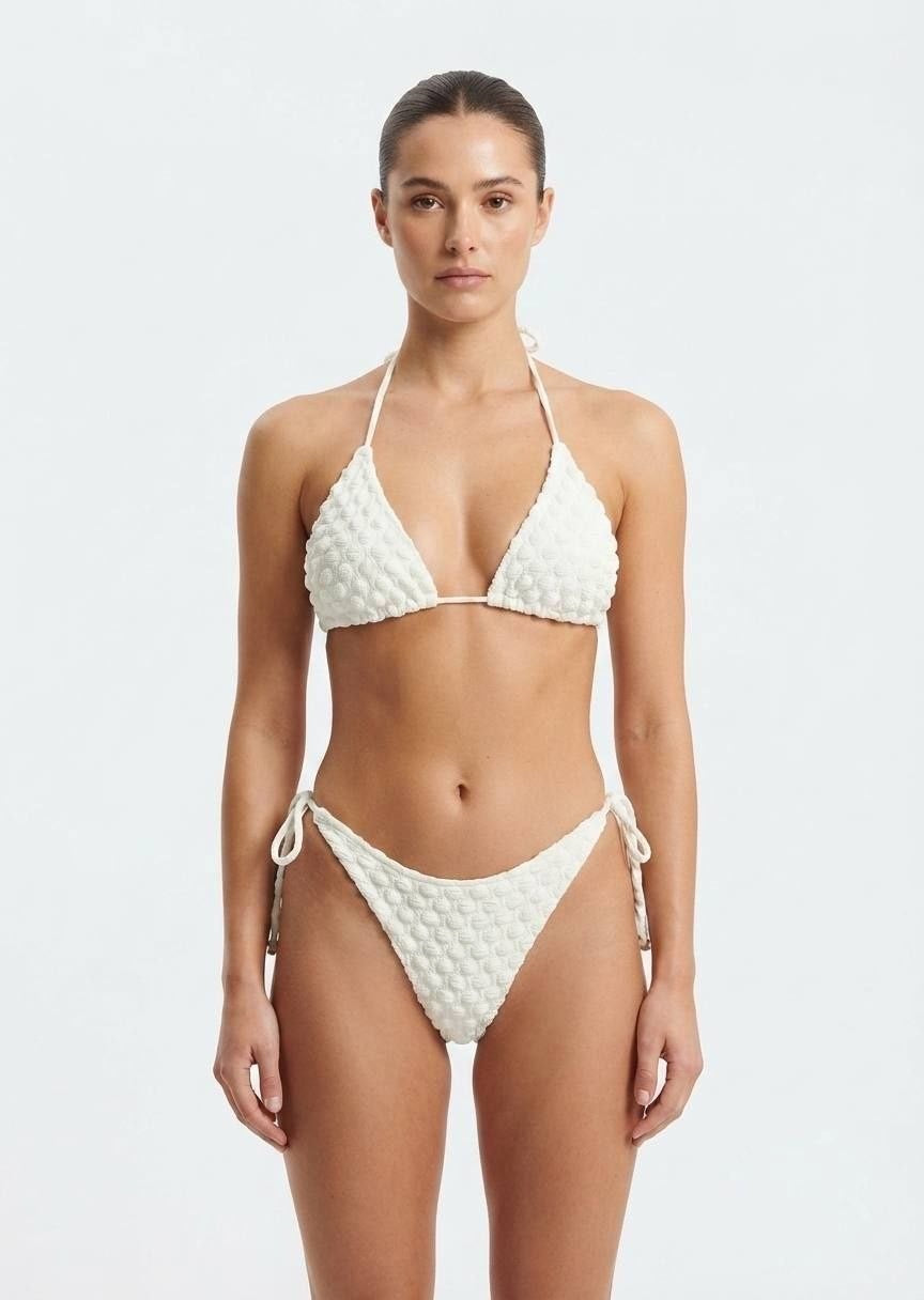 SHEIN Textured White Triangle Bikini Set