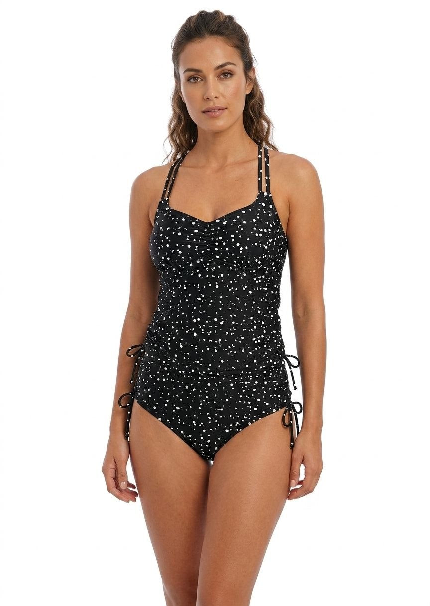 TU BRAND Women's Polka Dot Tankini Set with Side-Tie Details