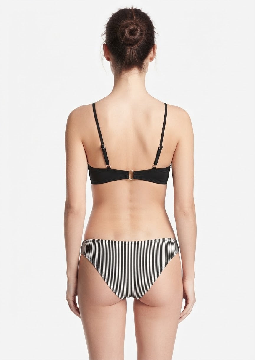 Black and Pinstripe Two-Piece Bikini Set