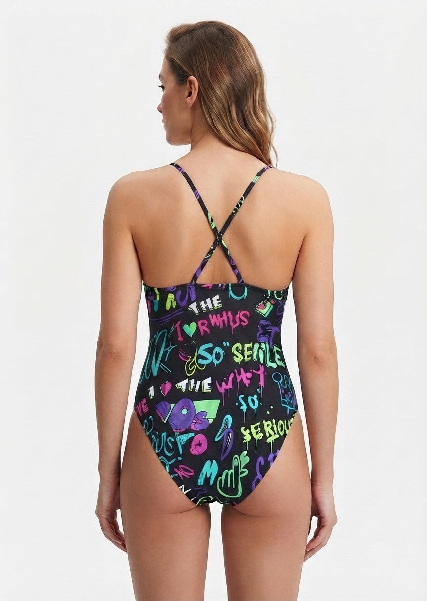 SHEIN Graphic Print One-Piece Swimsuit