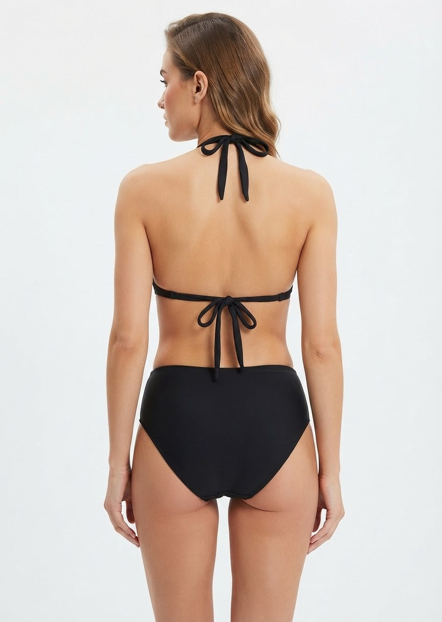 Minimalist Black Halter Bikini
