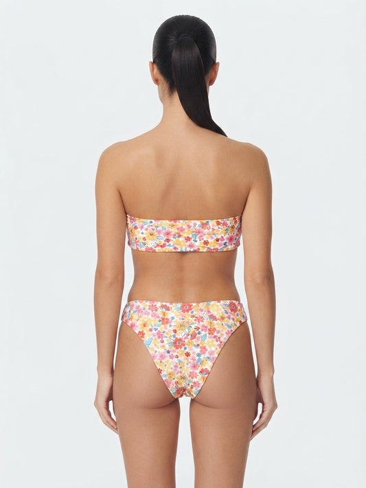 SHEIN Floral Print Keyhole Bandeau Bikini Set