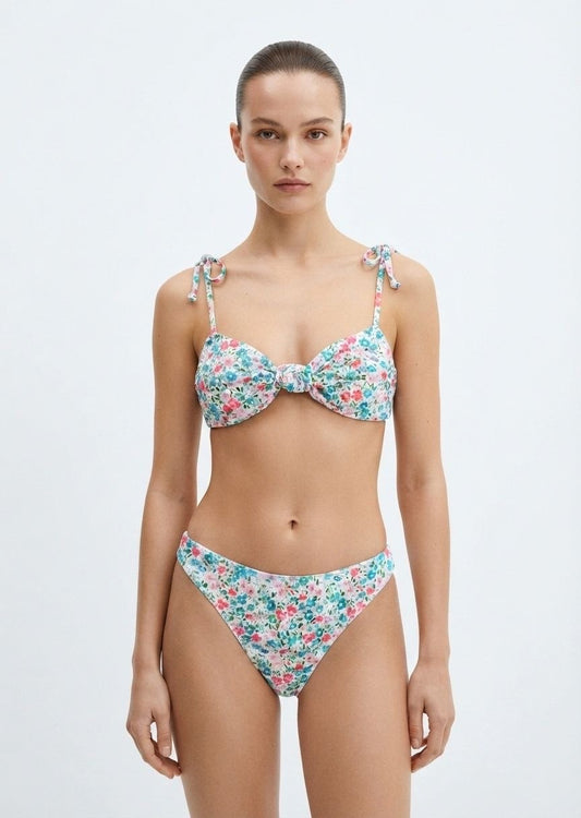SHEIN Floral Print Tie-Strap Bikini Set
