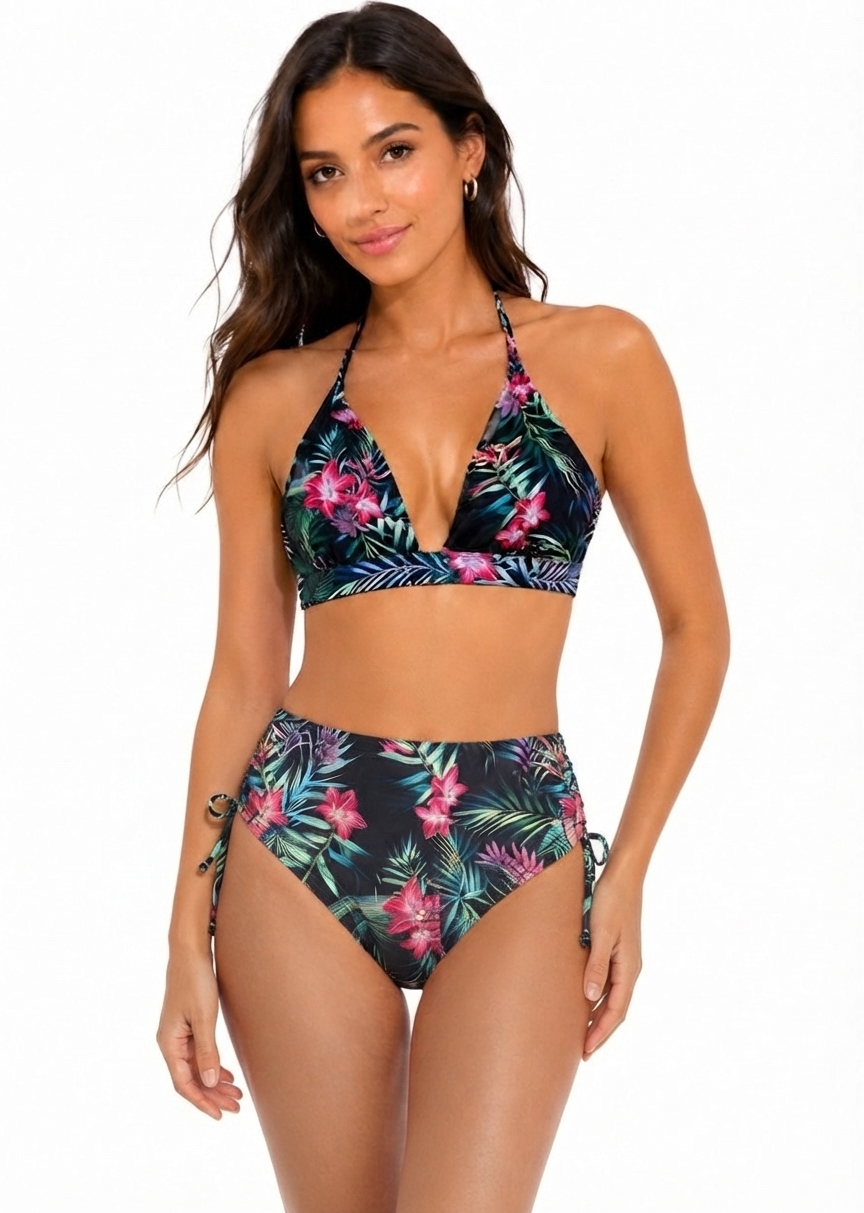 Tropical Floral Print Two-Piece Bikini Set