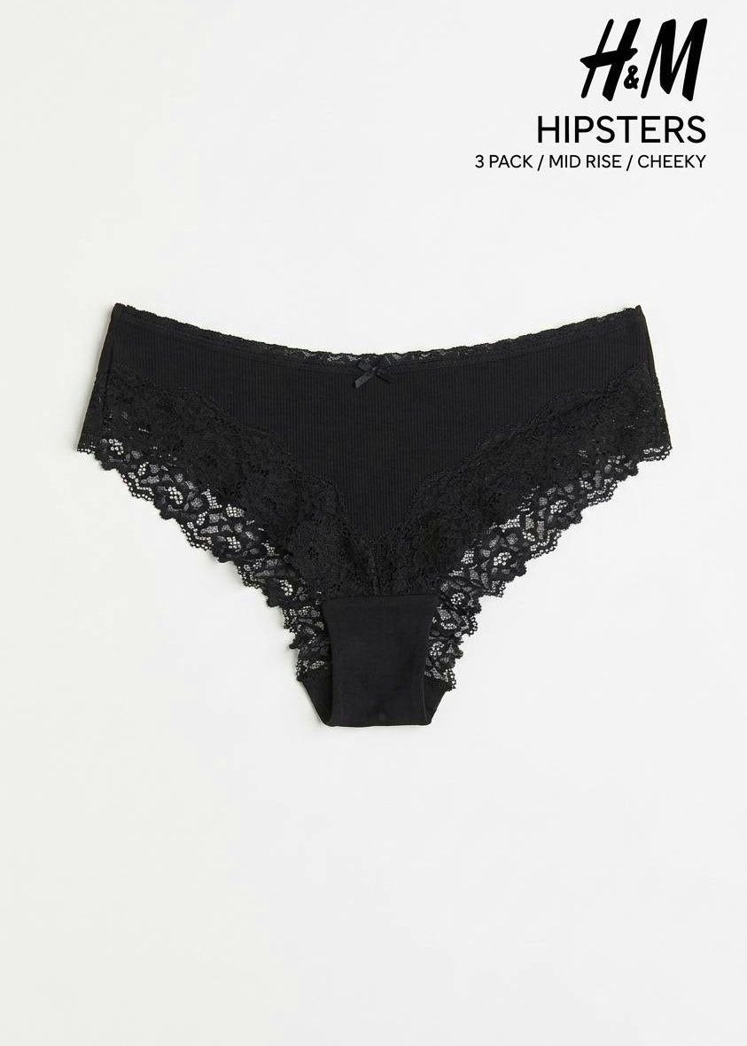3-Pack High-Waist Seamless Panties – Black