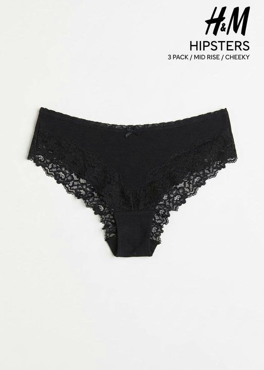 3-Pack High-Waist Seamless Panties – Black