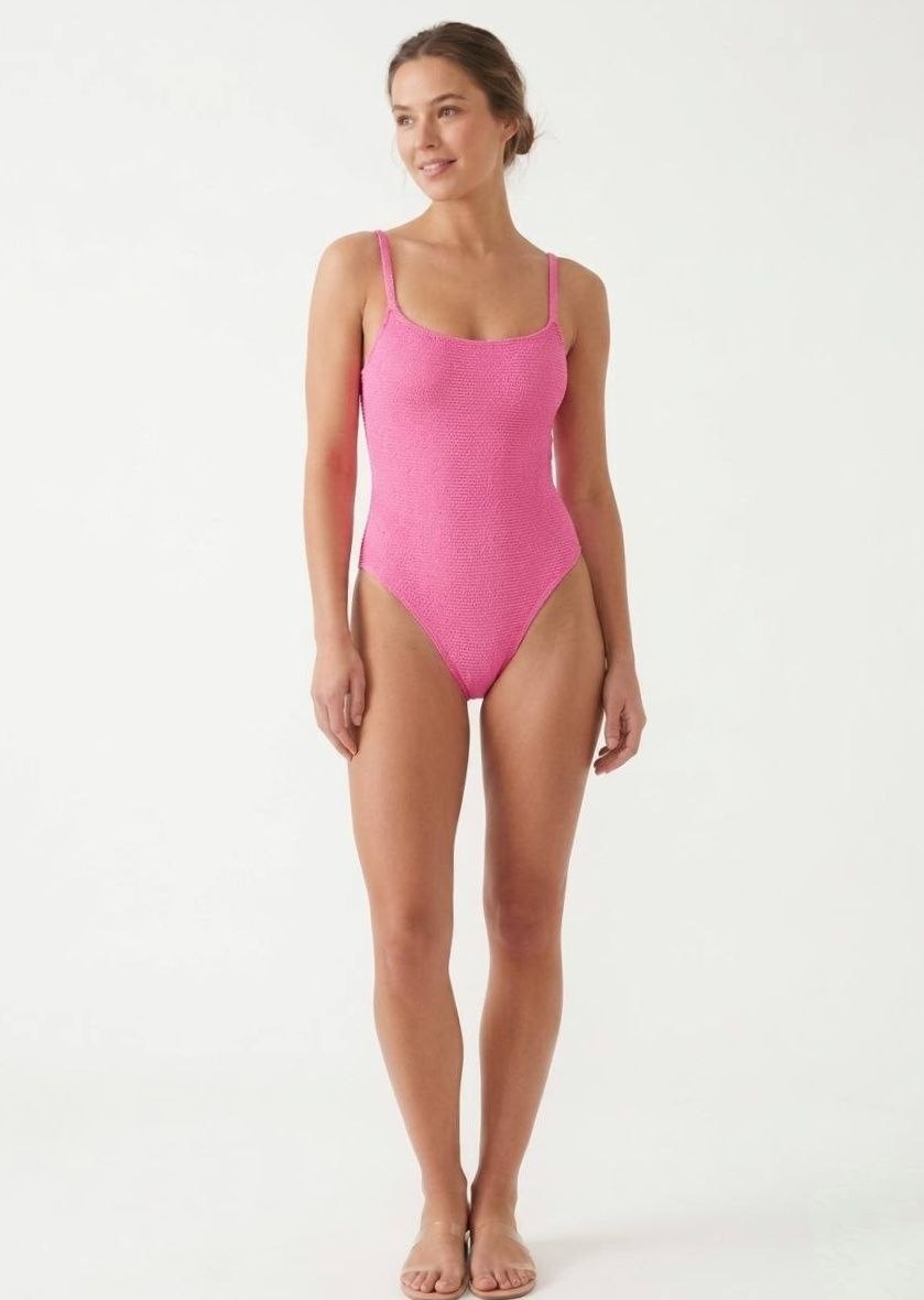 Textured Scoop Neck One-Piece Swimsuit