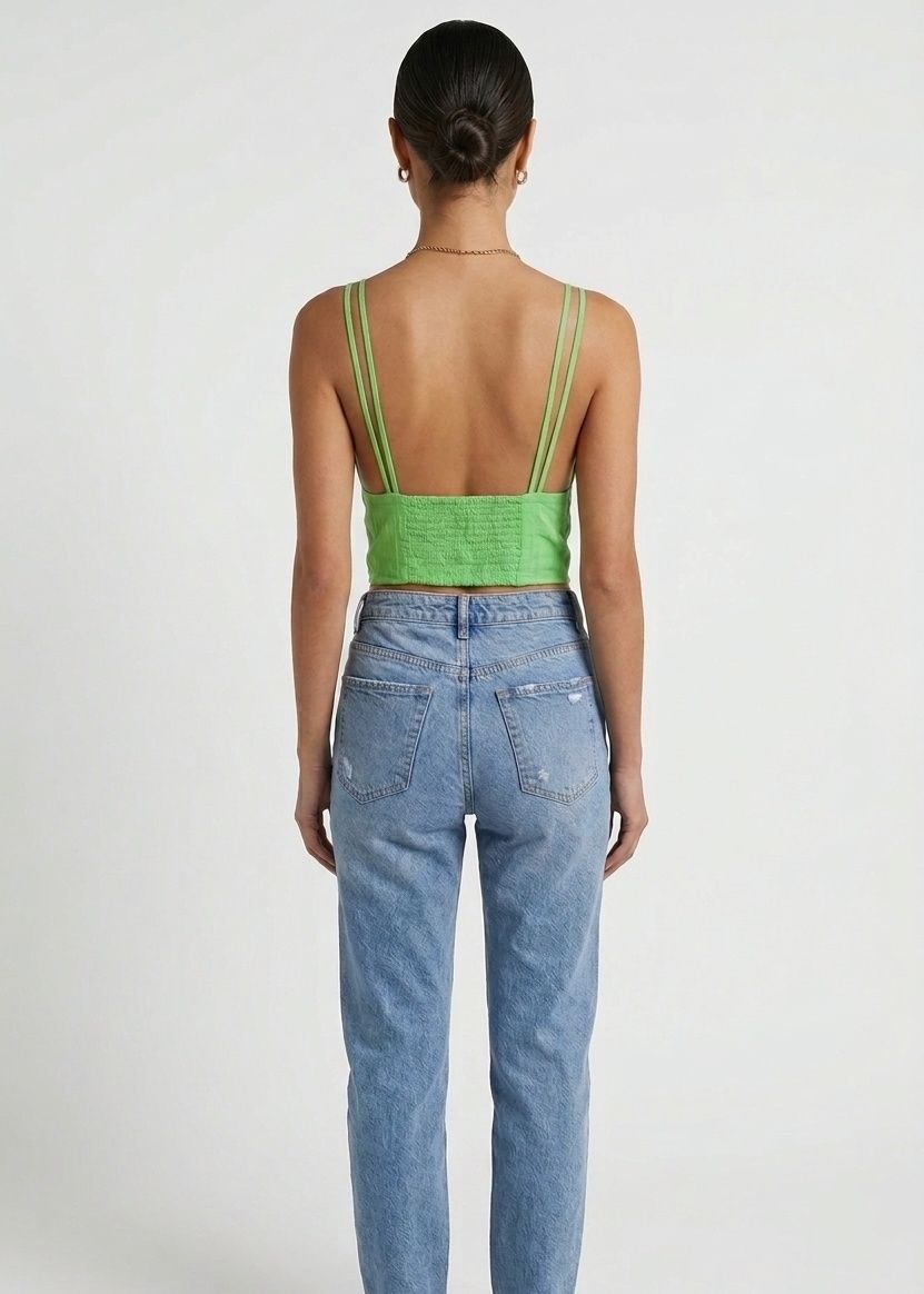BERSHKA Plunge Neck Halter Crop Top
