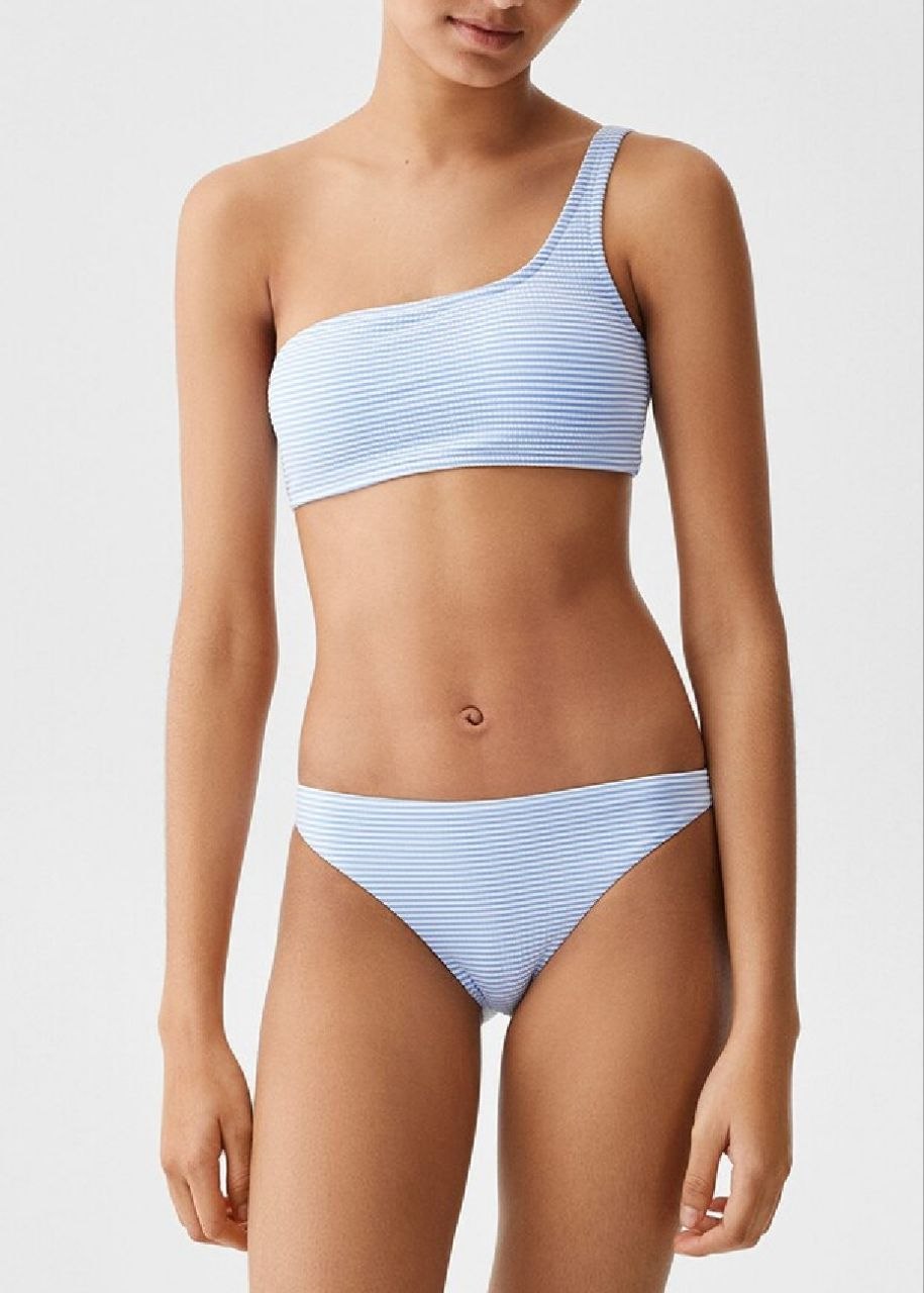 MANGO Striped One-Shoulder Bikini Set