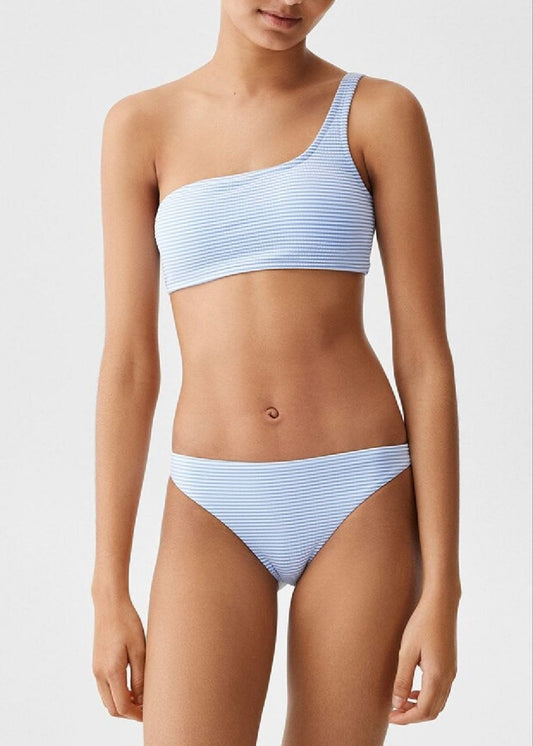 MANGO Striped One-Shoulder Bikini Set