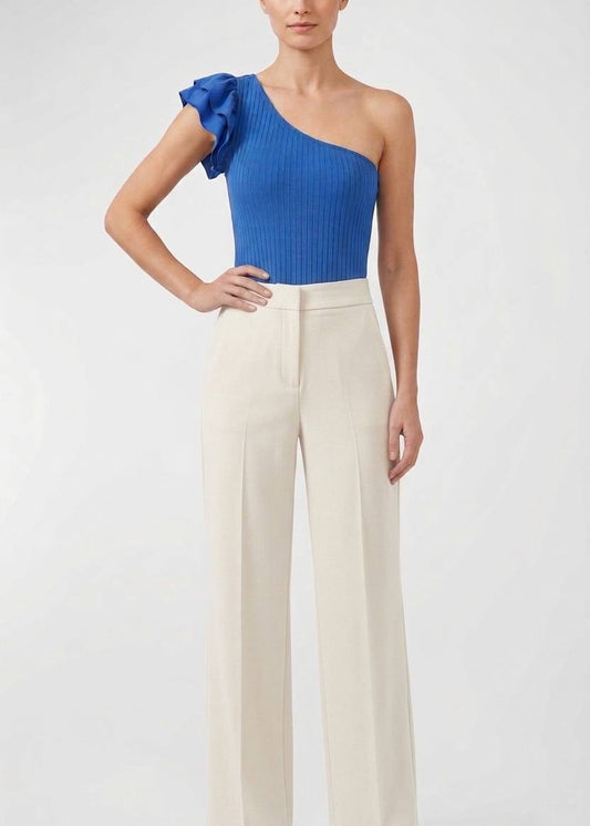 Splash One-Shoulder Ruffle Ribbed Bodysuit