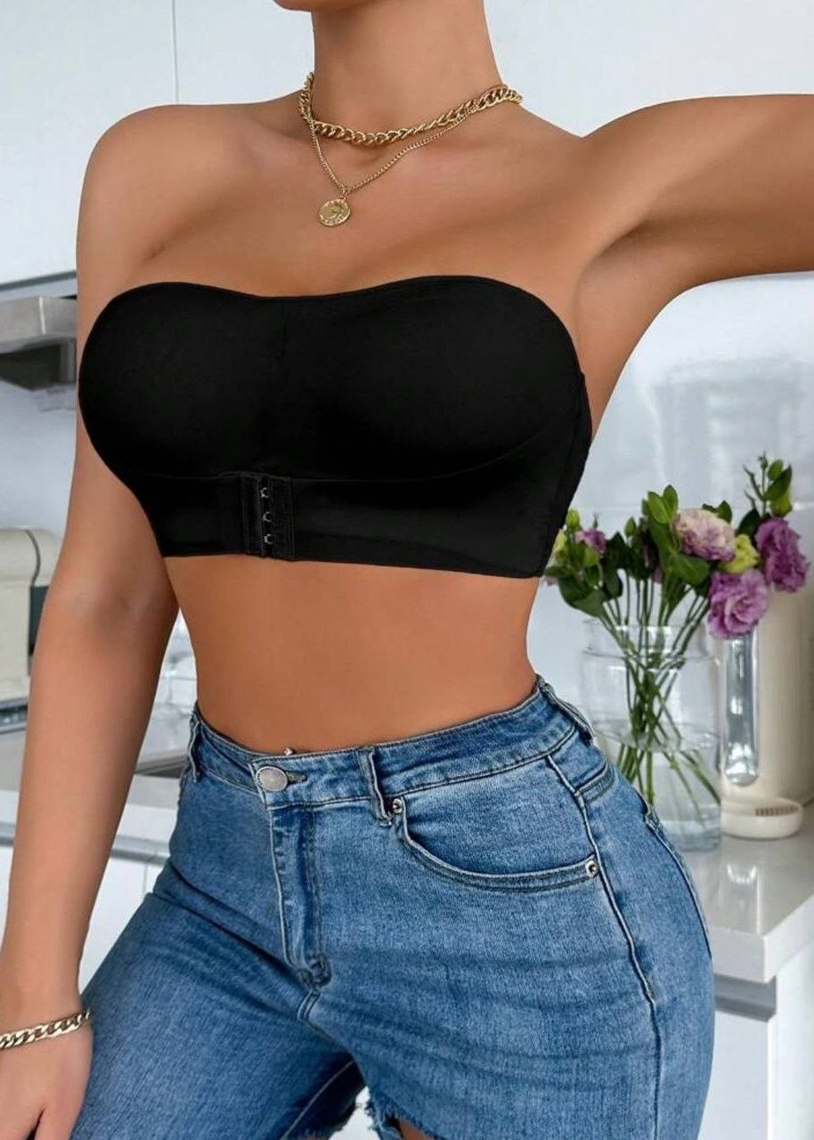 Seamless Front-Buckle Strapless Bandeau Bra