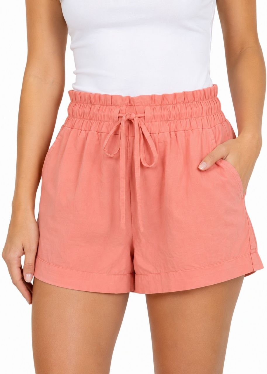 ESMARA Women's Paperbag Waist Casual Shorts - Soft Peach Summer Wear