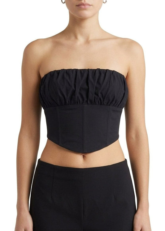 BERSHKA Strapless Ruched Bust Corset Tube Top