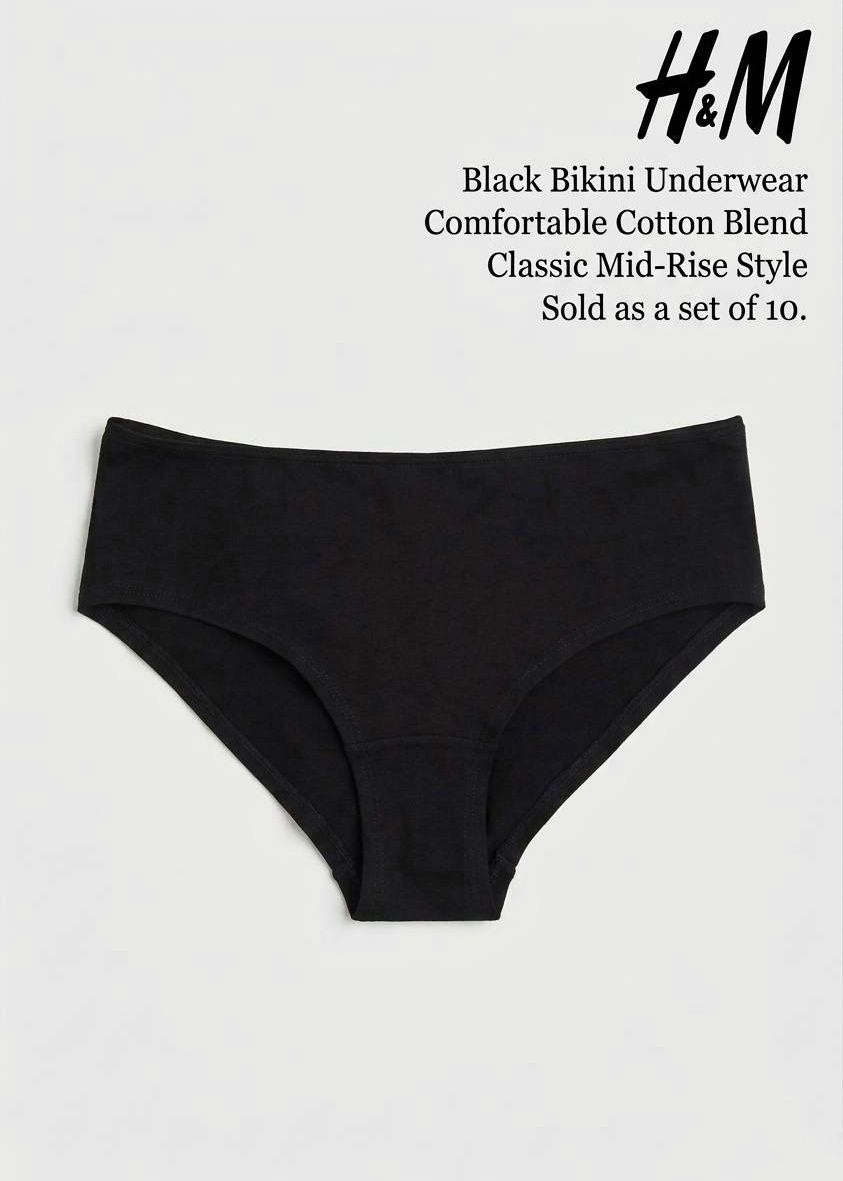 H&M 10-Pack Cotton Comfort Panties – Black