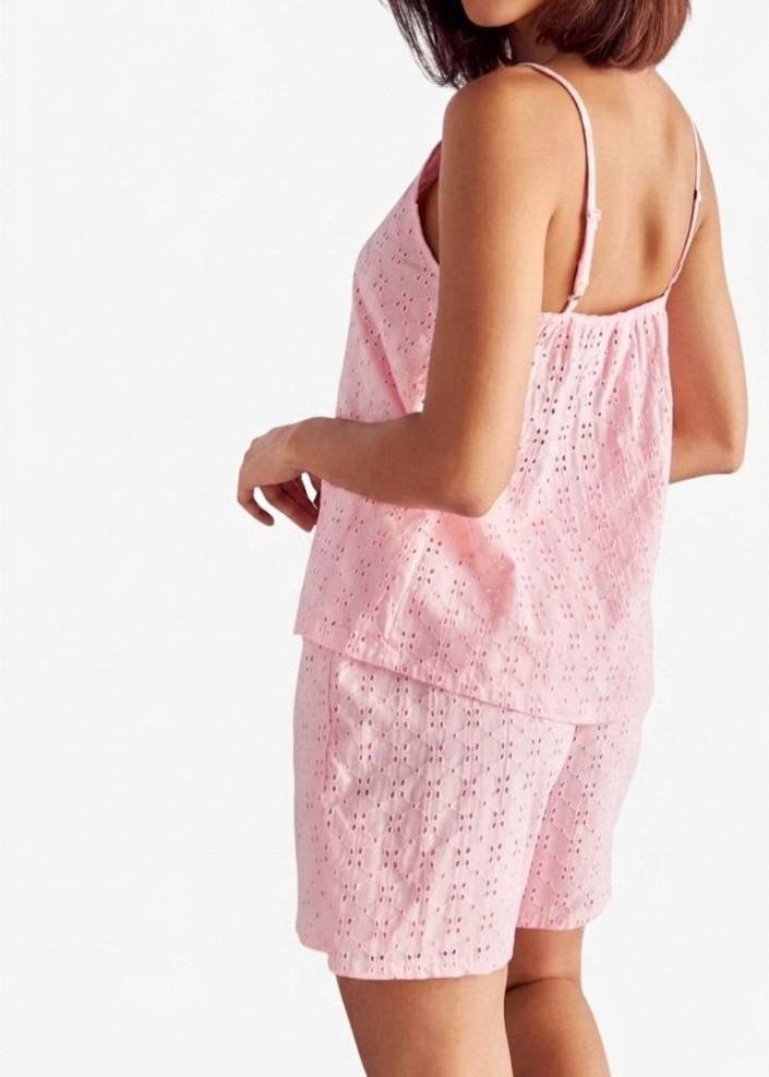 MIX BRAND Schiffli Textured Camisole and Shorts Set