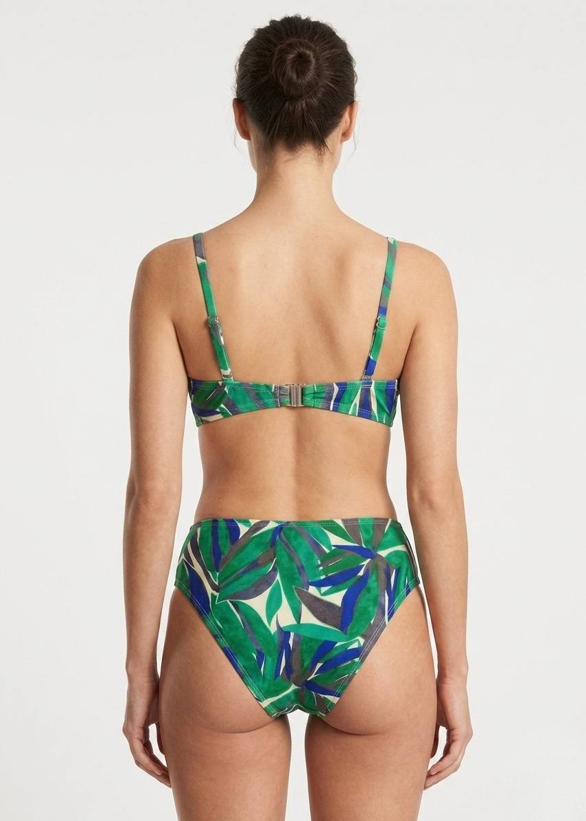 Splash Tropical Leaf Print Bikini Set