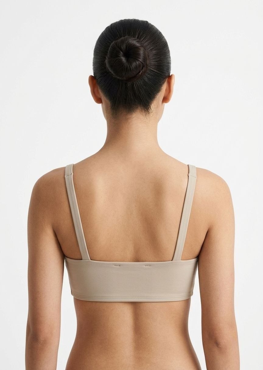 PULL&BEAR Women's Square Neck Corset Crop Top - Beige