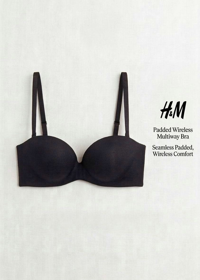 Seamless Black T-Shirt Bra - Size 75A