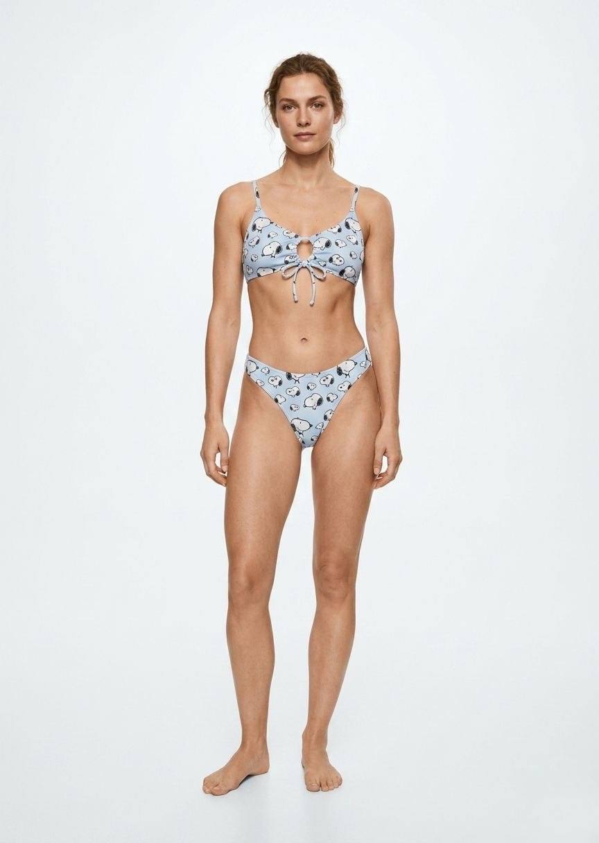 ROMWE Women's Bikini Set - Snoopy Print with Cut-Out Detail