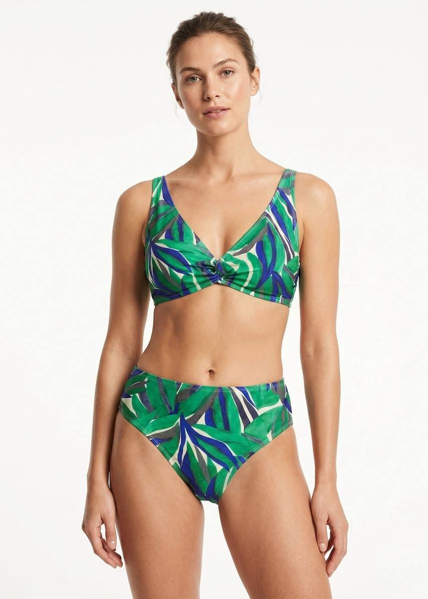 Splash Tropical Leaf Print Bikini Set