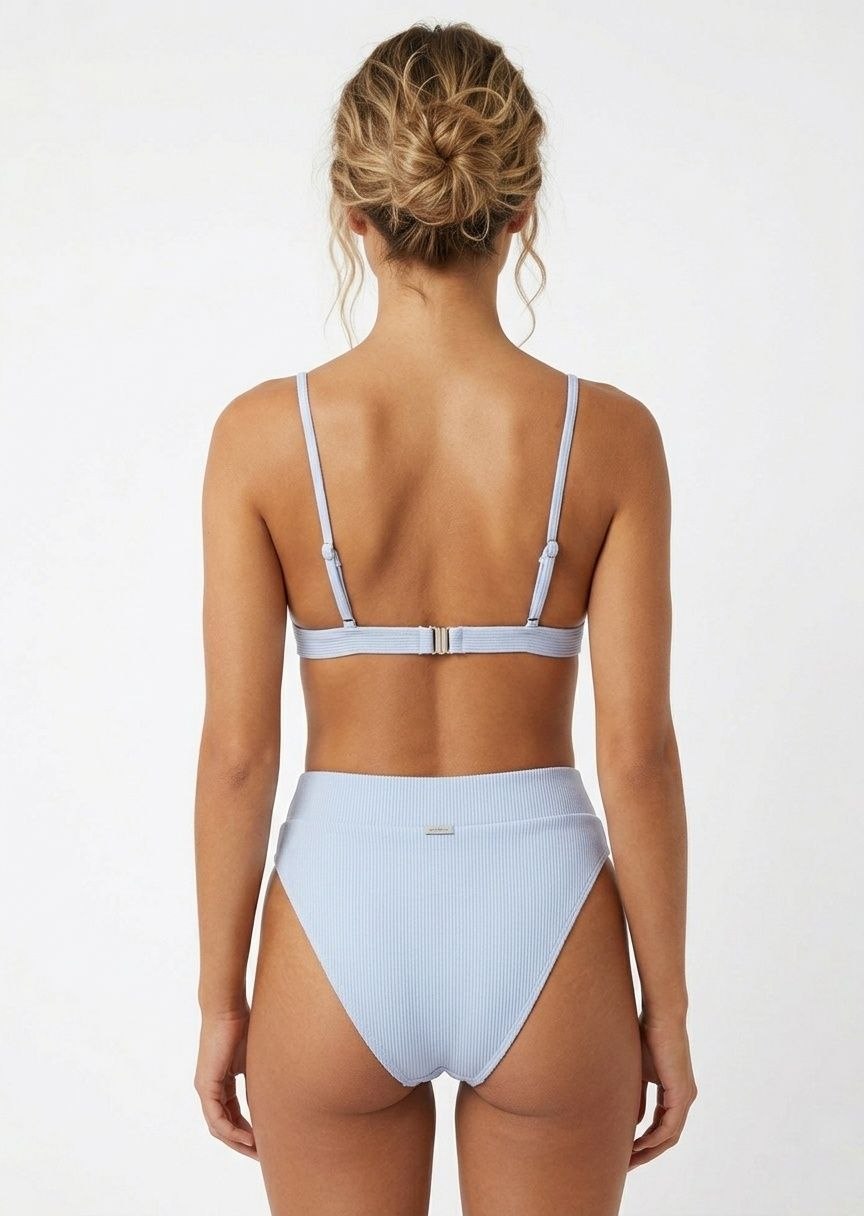 SHEIN Ribbed Triangle High-Waisted Bikini Set