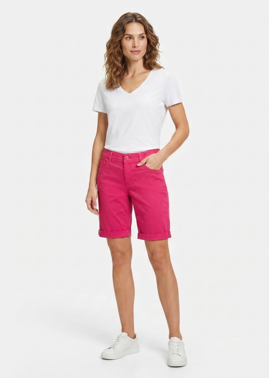 Women's Mid-Rise Cuffed Bermuda Shorts - Casual Summer Wear