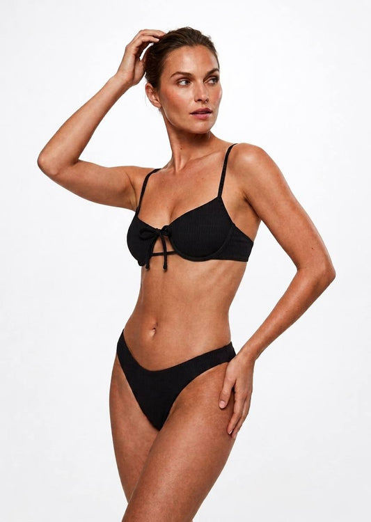 SHEIN Classic Black Ribbed Bikini Set