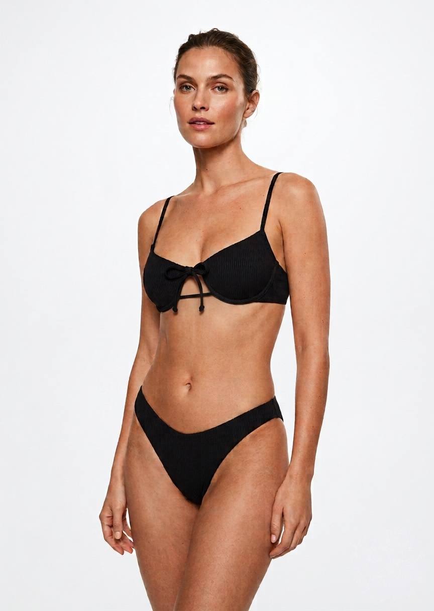 SHEIN Classic Black Ribbed Bikini Set