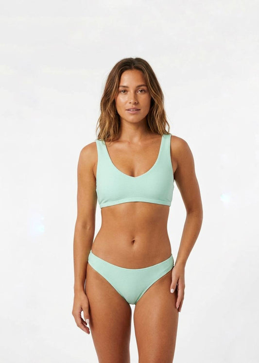 V-Neck Ribbed Bikini Set with Crop Top & Hipster Bottoms