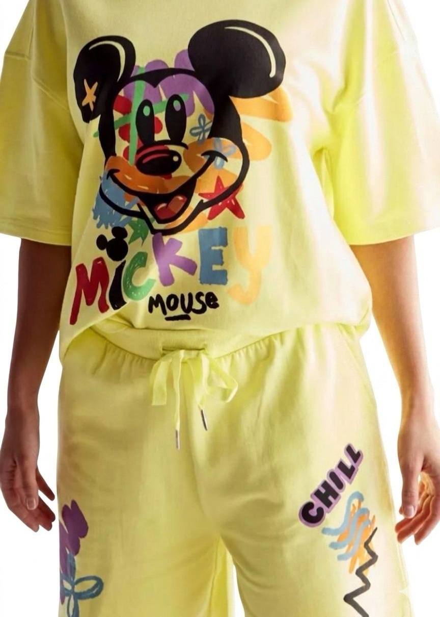 MAX BRAND Mickey Mouse Print T-shirt and Shorts Set
