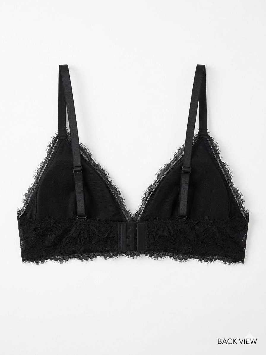 Elegant Lace Wireless Bra with Removable Pads – Black