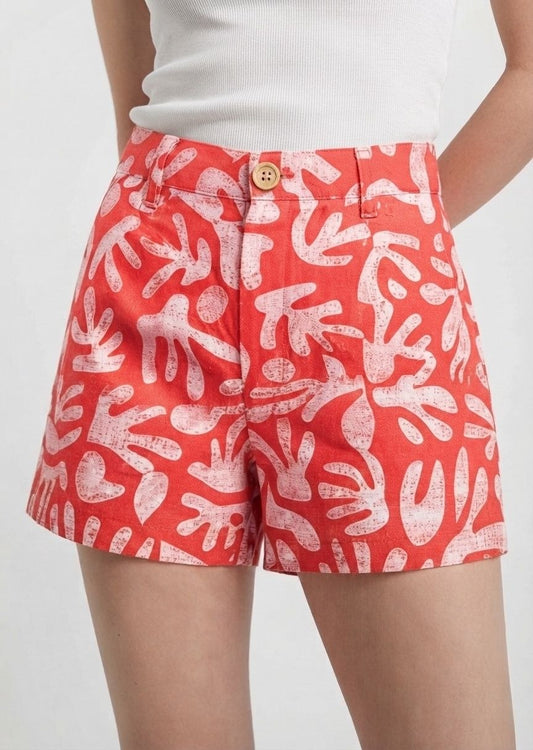 ESMARA Abstract Print High-Waisted Casual Shorts