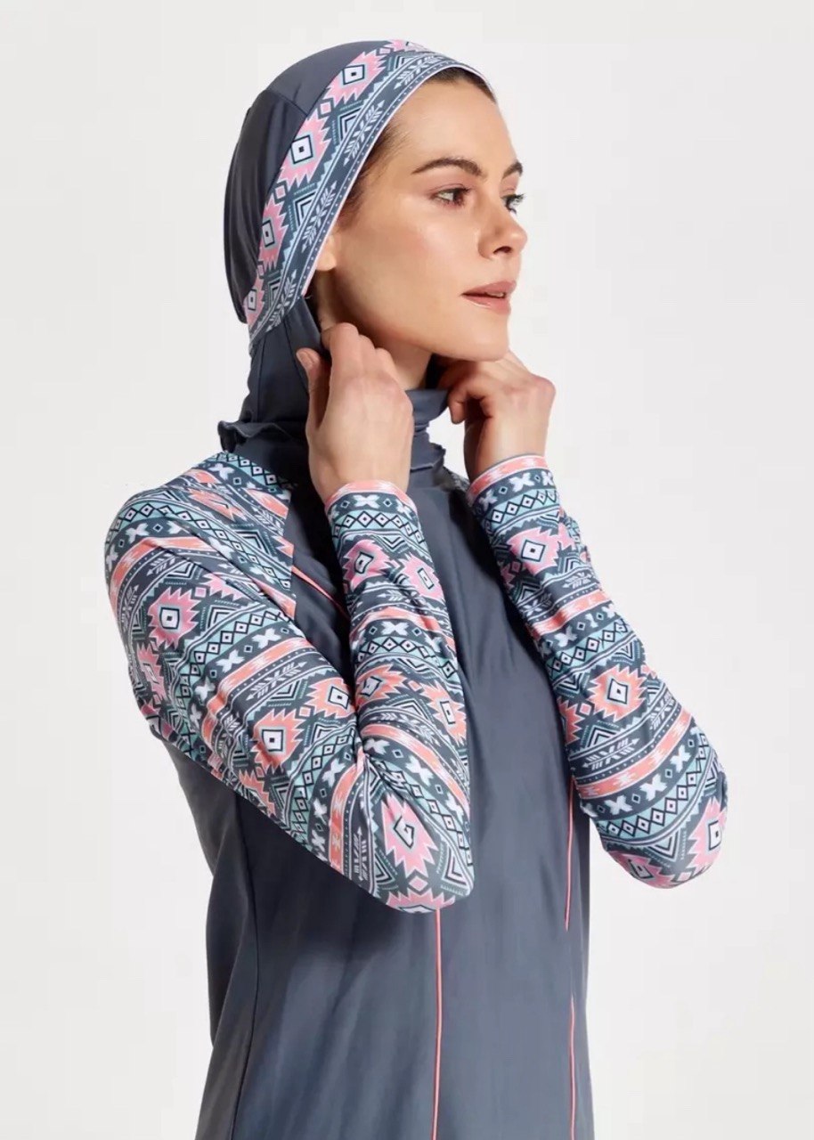 Max Fashion Geometric Print Modest 3-Piece Swimwear Set (Burkini)