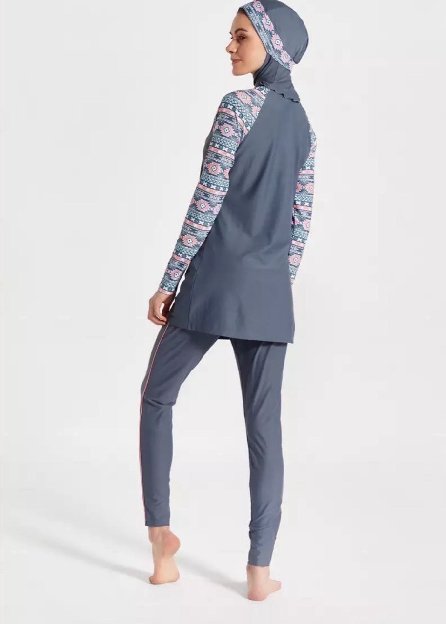 Max Fashion Geometric Print Modest 3-Piece Swimwear Set (Burkini)