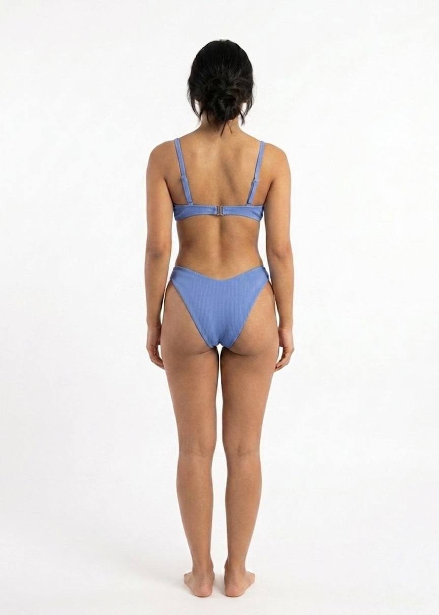 SHEIN Ribbed V-Wire High-Leg Bikini Set