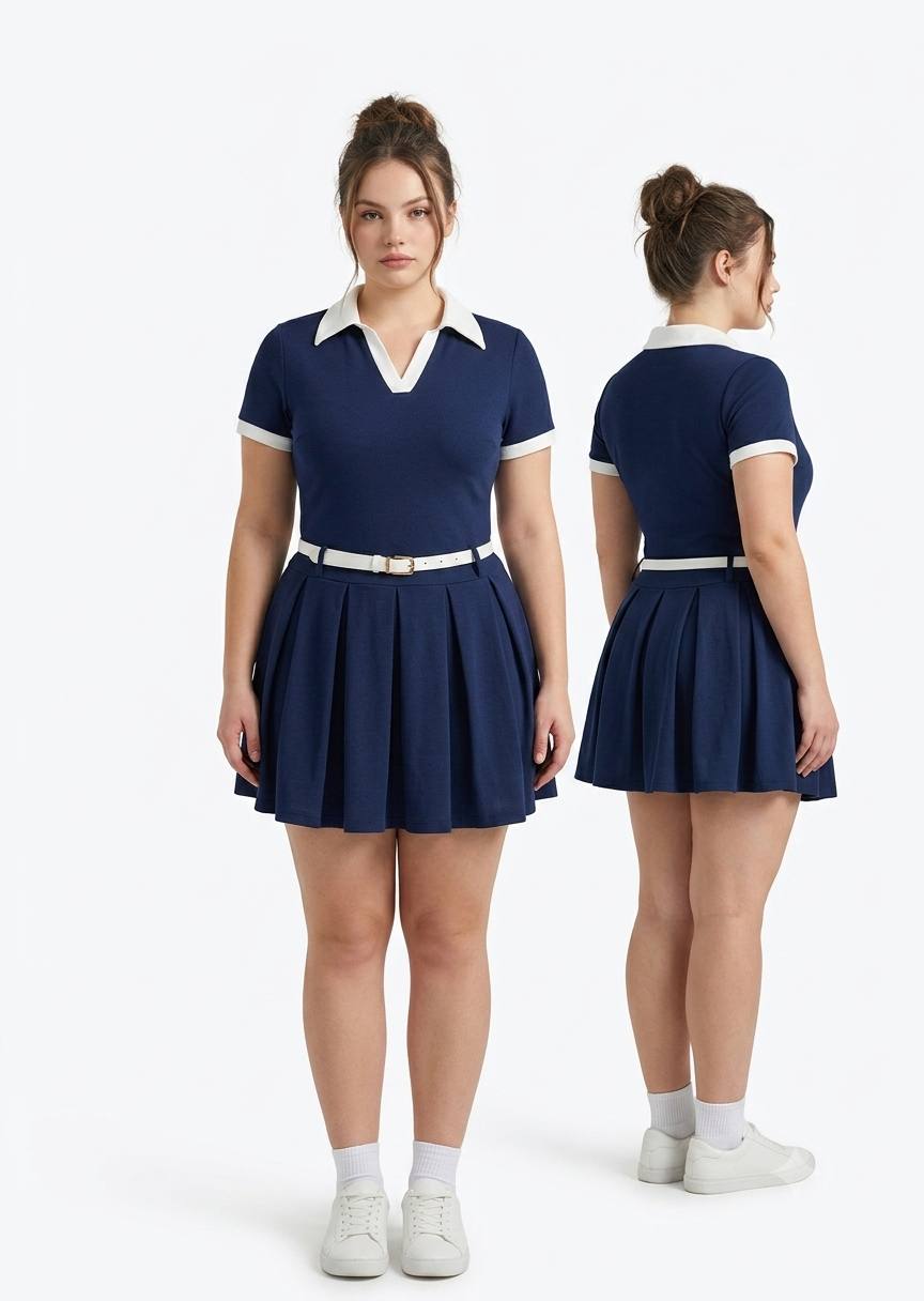 SHEIN Women's Navy And White Summer Casual Dress,