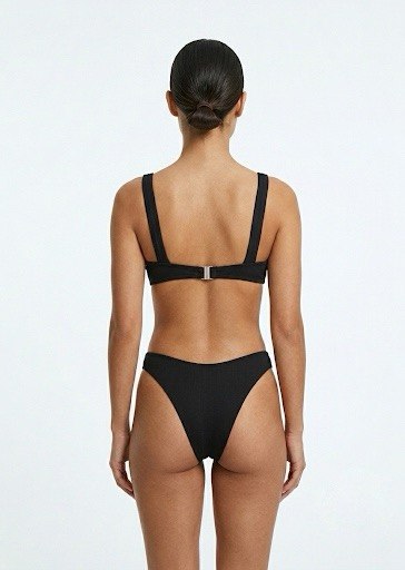 SHEIN Black Ribbed Underwire Bikini Set
