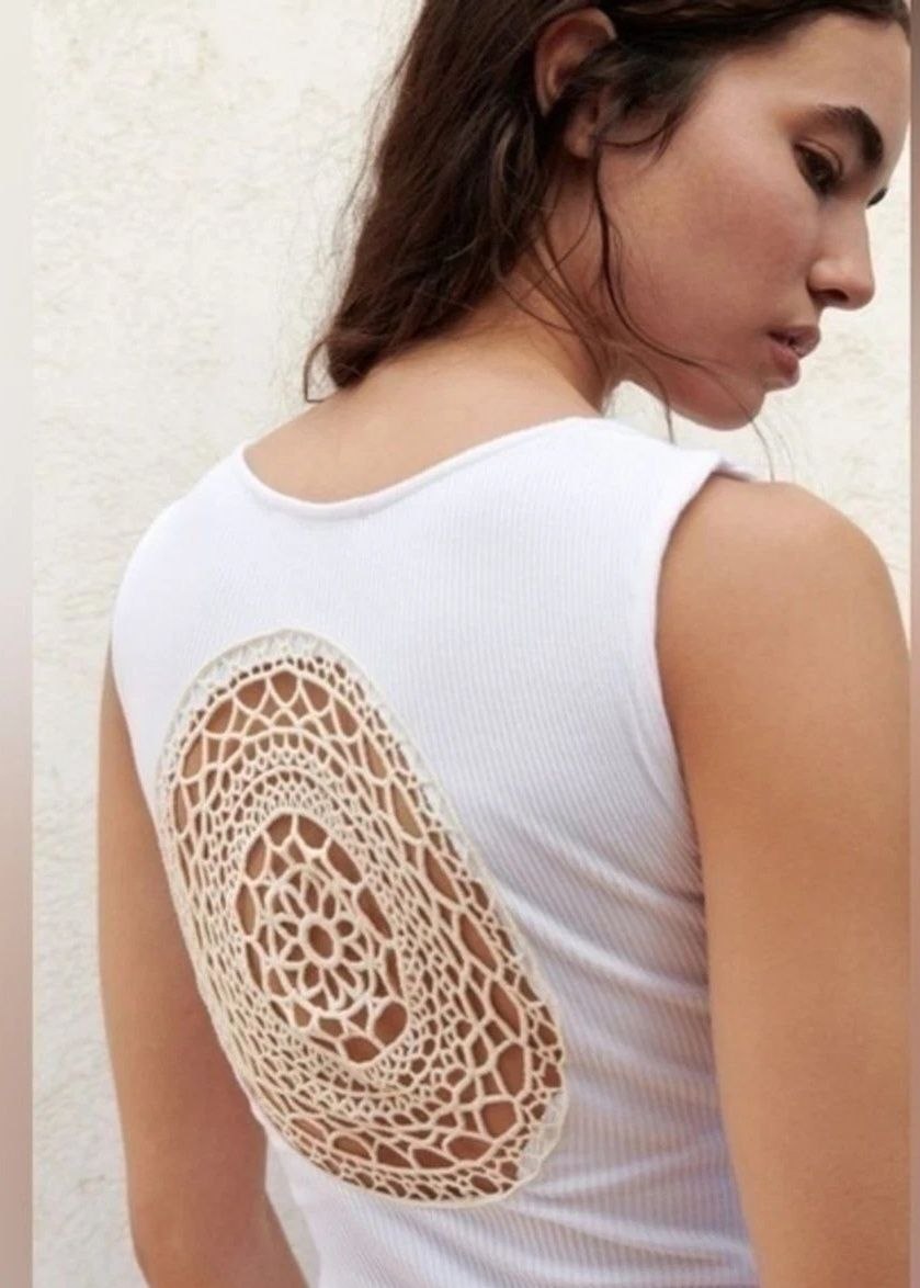 ZARA Ribbed Bodysuit with Crochet Back Detail