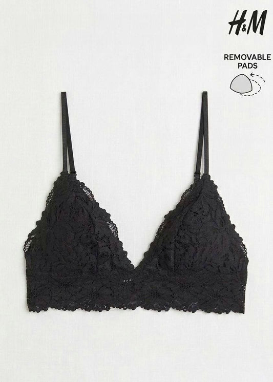 Elegant Floral Lace Bralette with Removable Pads