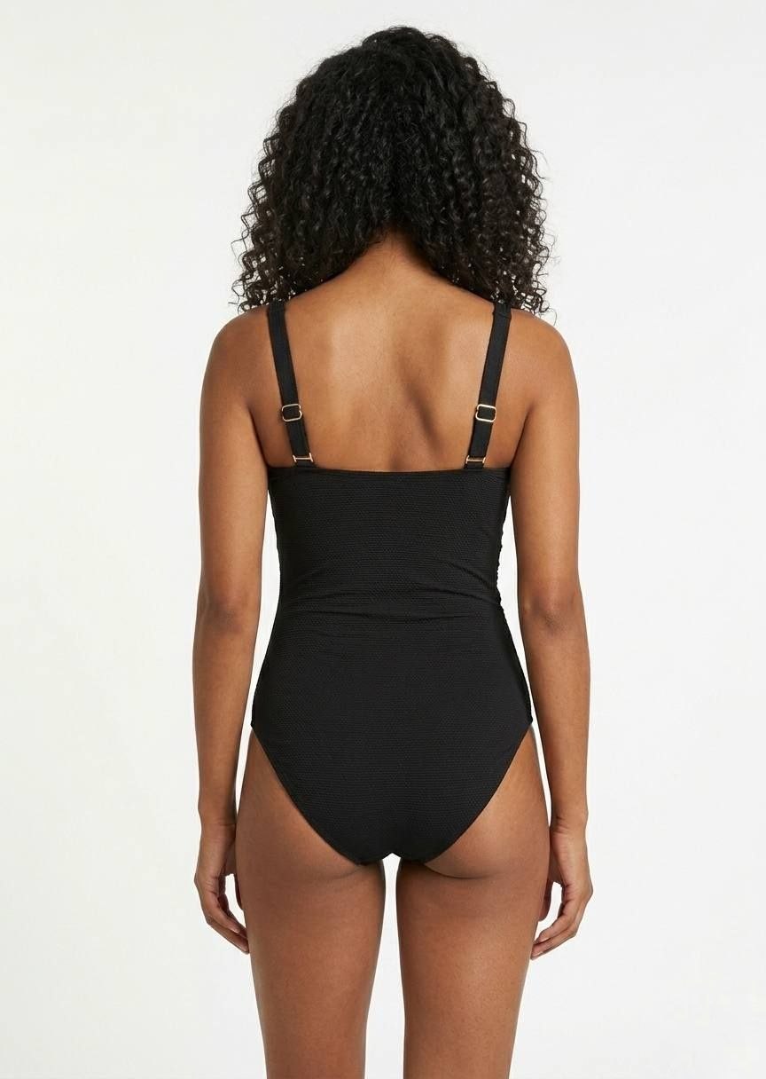 HUNKEMOLLER Textured Scalloped Twist-Front One-Piece Swimsuit