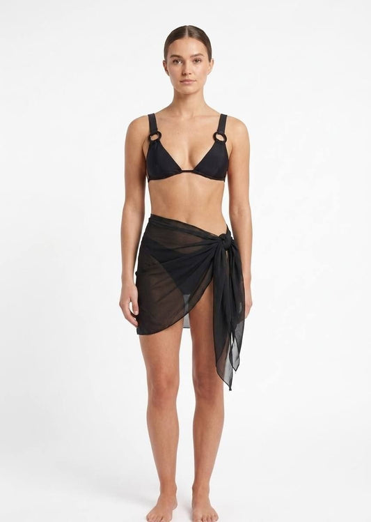 SHEIN Sophisticated Ring-Detail Bikini Set with Matching Sheer Mesh Sarong