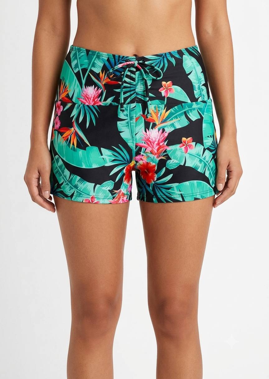 SHEIN Tropical Floral Print Swim Shorts