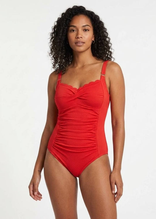 HUNKEMOLLER Textured Scalloped Twist-Front One-Piece Swimsuit