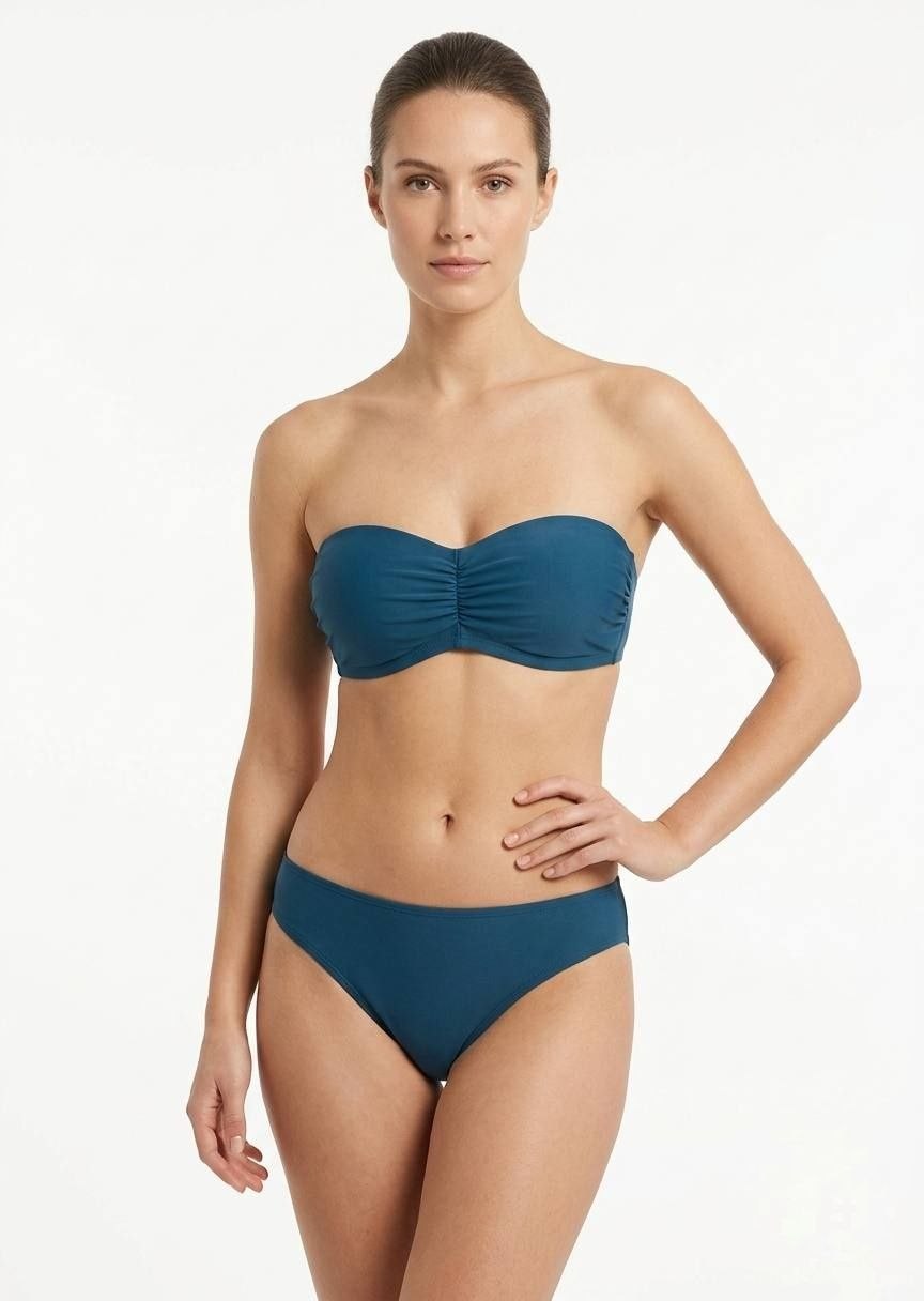 Classic Ruched Bandeau Bikini Set - Deep Teal