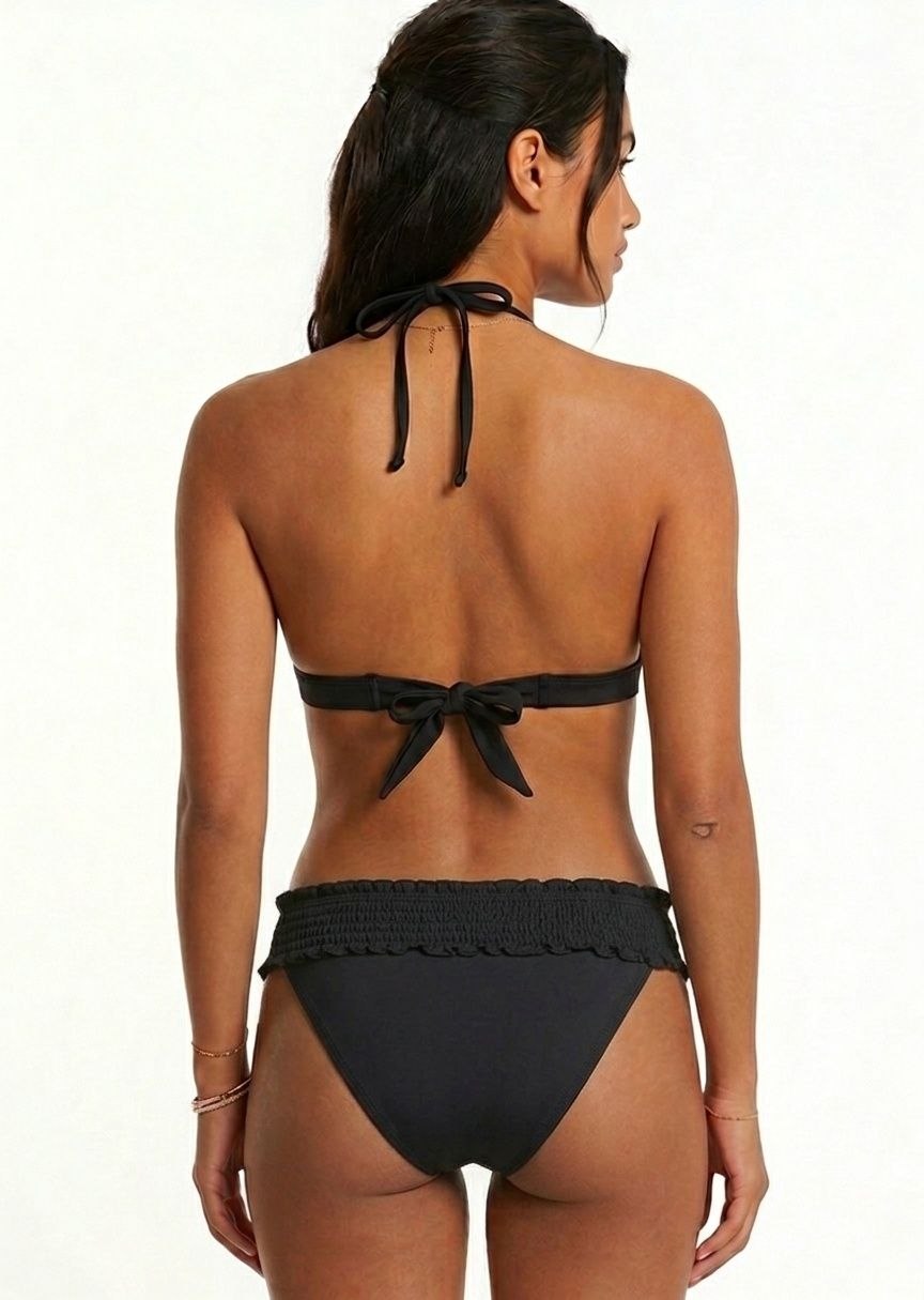 MANGO Black Ruffled Bikini Set