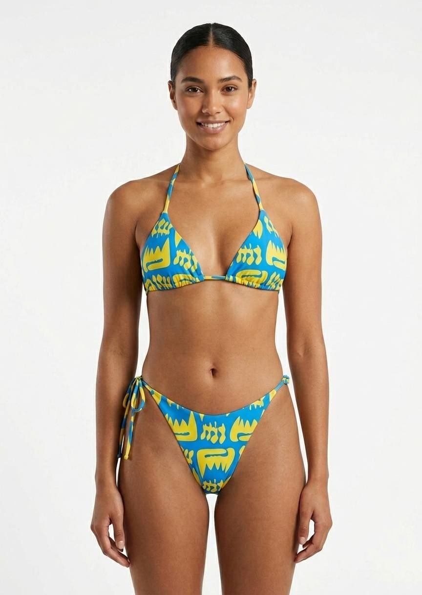 SHEIN Abstract Graphic Print Halter Bikini Set