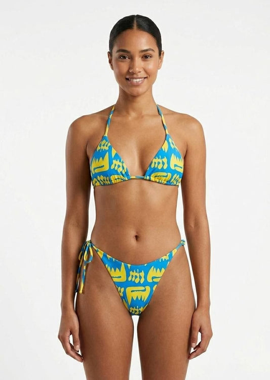 SHEIN Abstract Graphic Print Halter Bikini Set