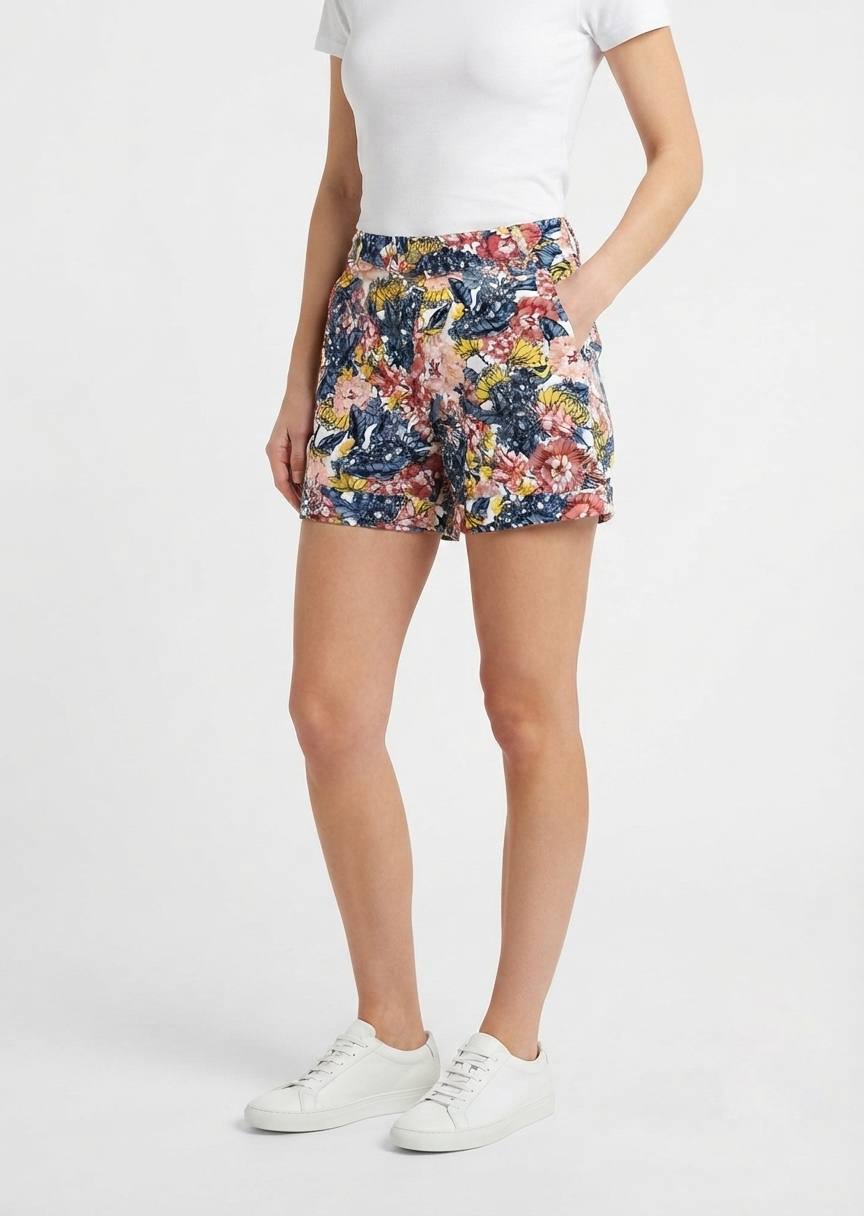 ESMARA Women's Floral Print Cuffed Shorts - Casual Summer Style